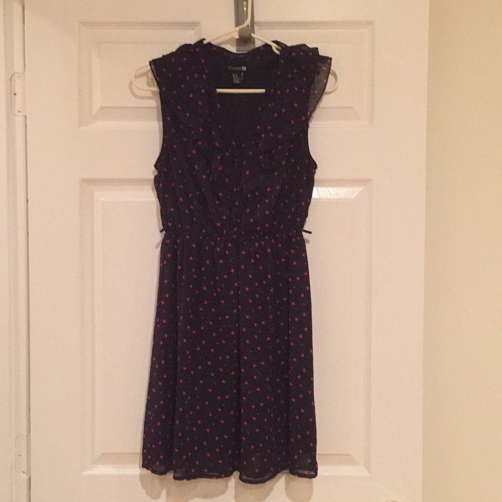 Forever 21 black dress with red hearts